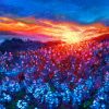 Andrew Gaia Bluebonnet Landscape Oil Painting Fire to Flowers