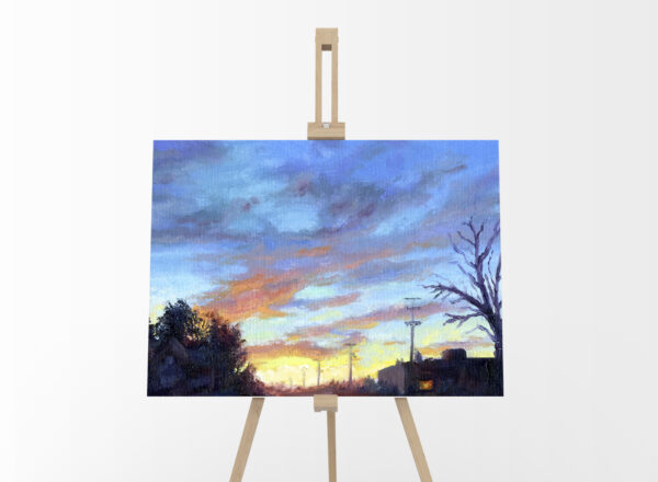 Another Day Closes Sky Landscape Original Oil Painting Andrew Gaia On Easel