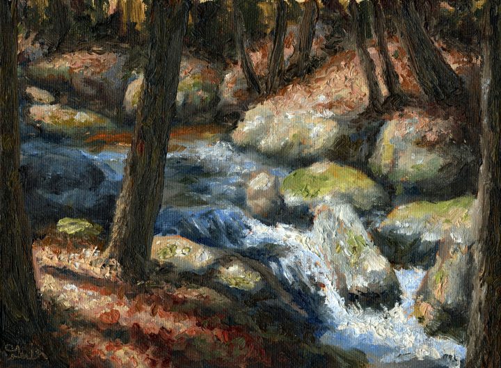 Forest Stream In Fall Oil Painting Andrew Gaia