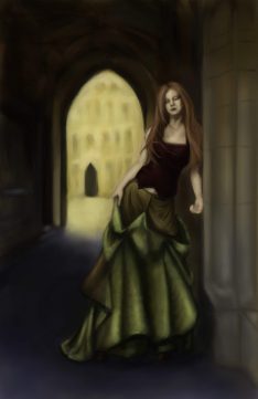 Art Accomplishment Before Character design Steampunk Woman in Archway Illustration