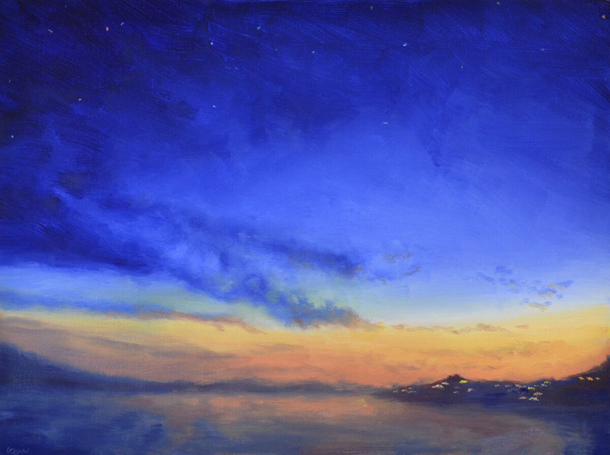 Late Night Lights Oil Painting Landscape by Andrew Gaia small