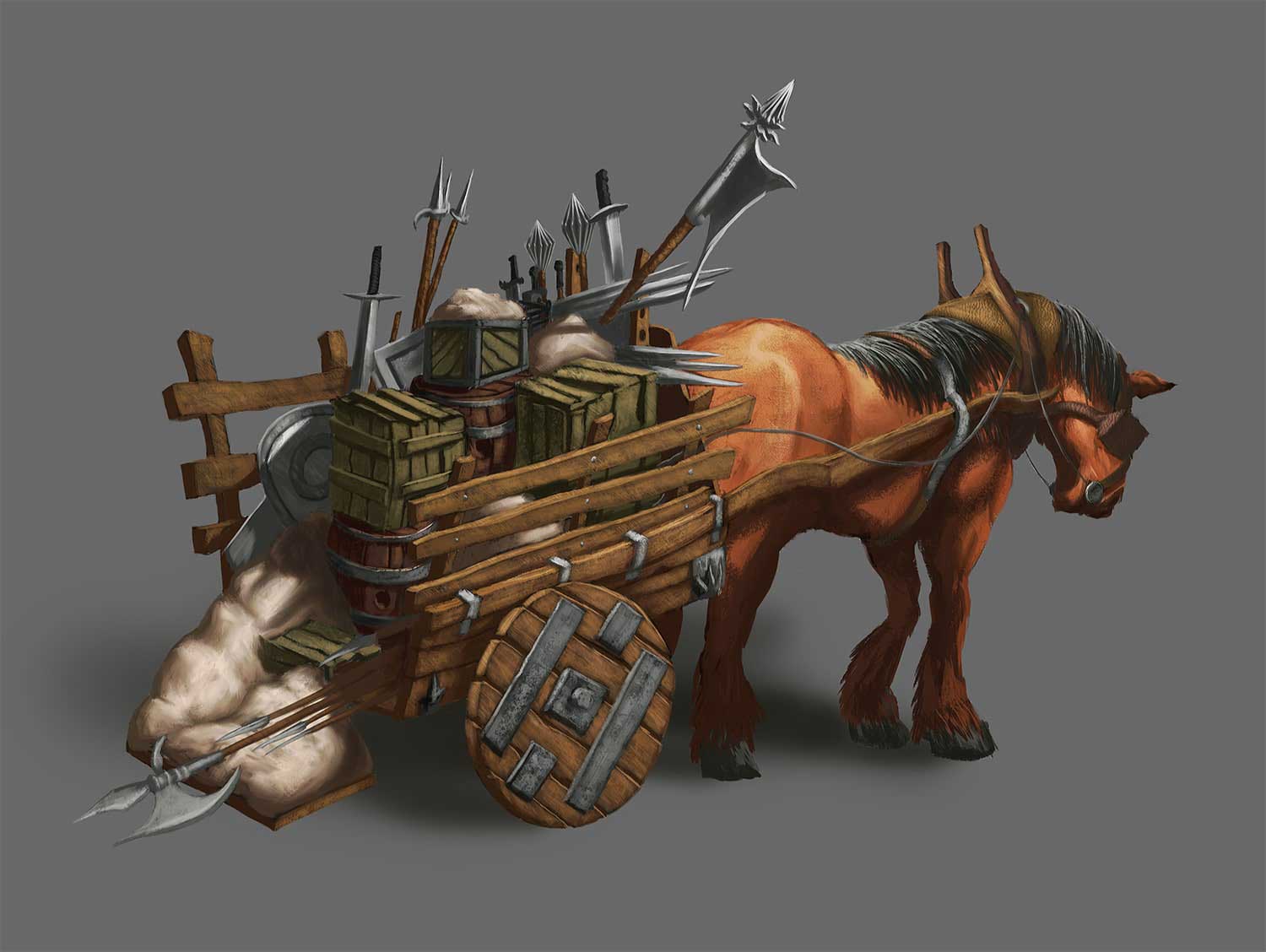 Medieval Horse Drawn Supply Cart Concept 1