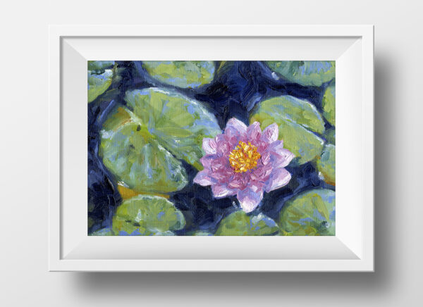 Pink and Purple lotus Lily Pads Pond Mock 1 Andrew Gaia Oil Painting original
