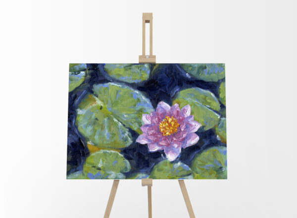 Pink and Purple lotus Lily Pads Pond Mock 2 Oil Painting Original