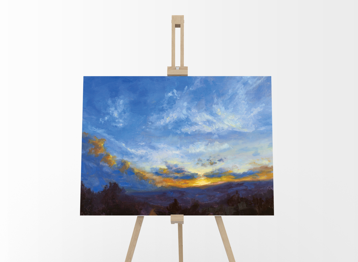 Rising Clouds Oil Painting Landscape on Easel Andrew Gaia