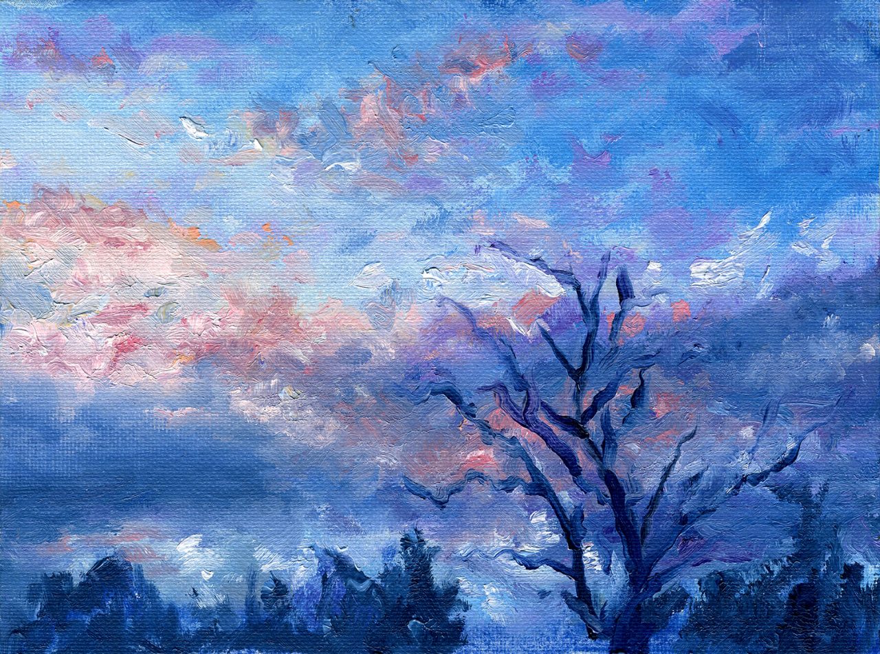 The Pink Sky Oil Painting | Landscape Impressionism Andrew Gaia