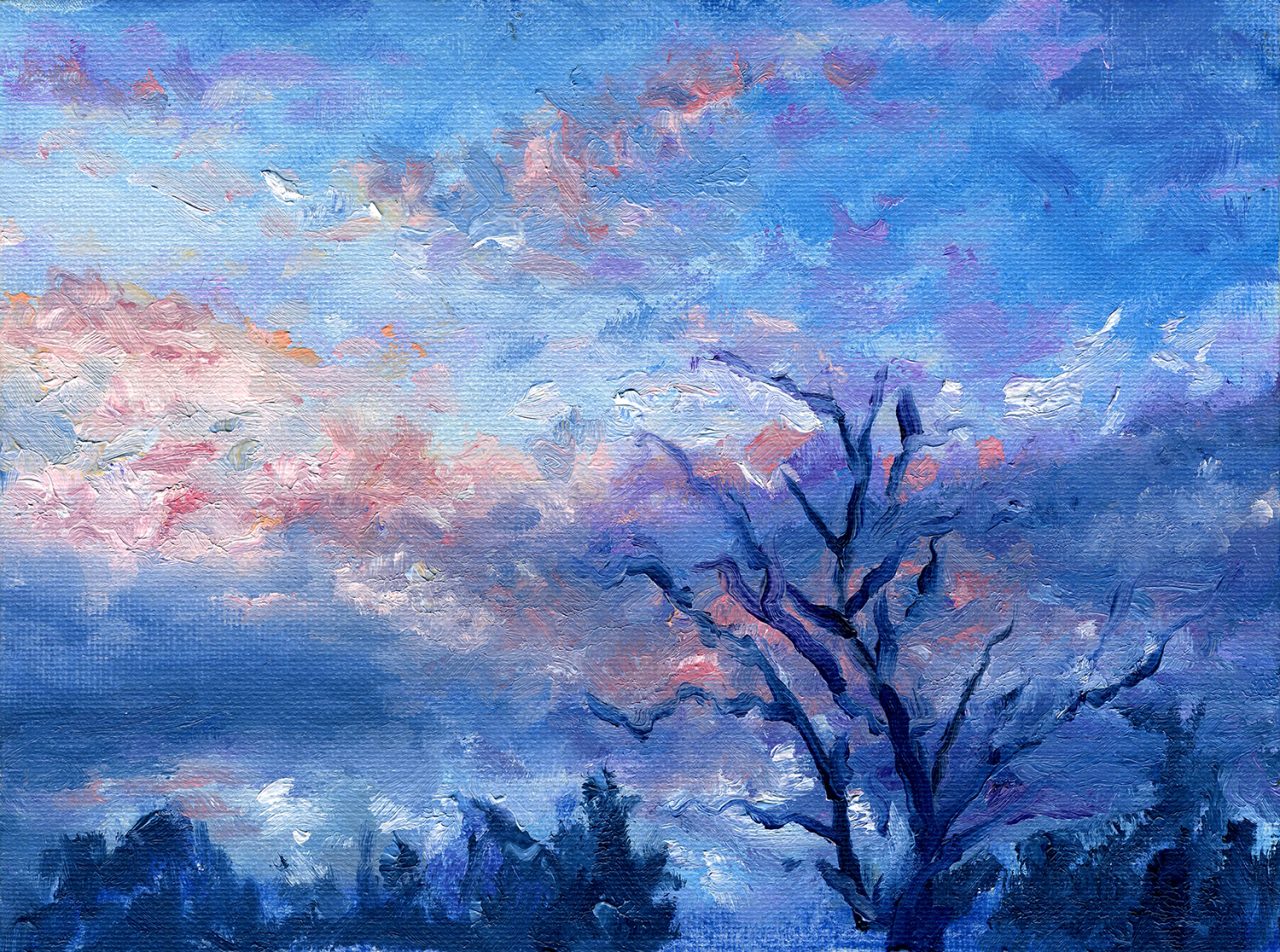 The Pink Sky Oil Painting Landscape Impressionism Andrew Gaia