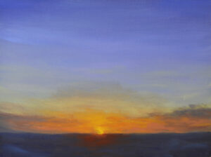 Subtle Skies sunrise painting with an orange glow and deep blue zenith