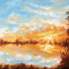 Sunset Farm Pond Oil Painting Original Andrew Gaia