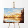 Sunset Farmers Pond Landscape Original Oil Painting Andrew Gaia On Easel