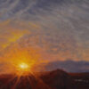 Whispy Warm Sun Sky Oil Painting of the sunrise by Andrew Gaia