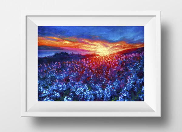 Fires To Flowers Bluebonnet Landscape Painting Oil In Frame