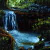 jungle waterfall in the rain forest oil painting